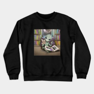 Believe in Yourself Funny an Alien reading a Book Crewneck Sweatshirt